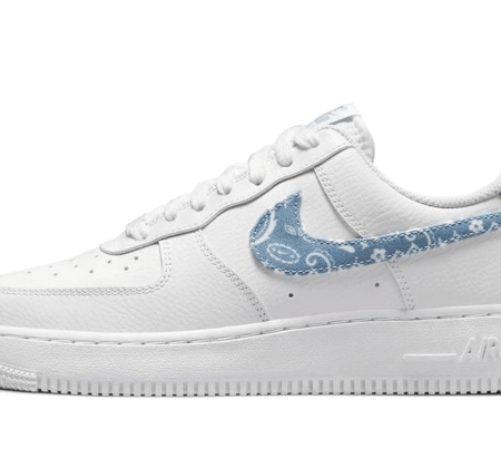 Nike Sko Air Force 1 Low 07 Essential Hvid Worn Blå Paisley